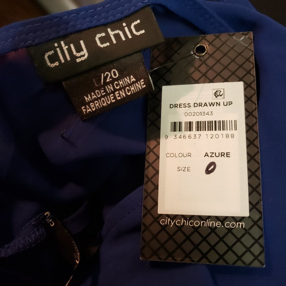 NWT City Chic Dress Drawn Up Azure L = 20 = 2X - Picture 5 of 5